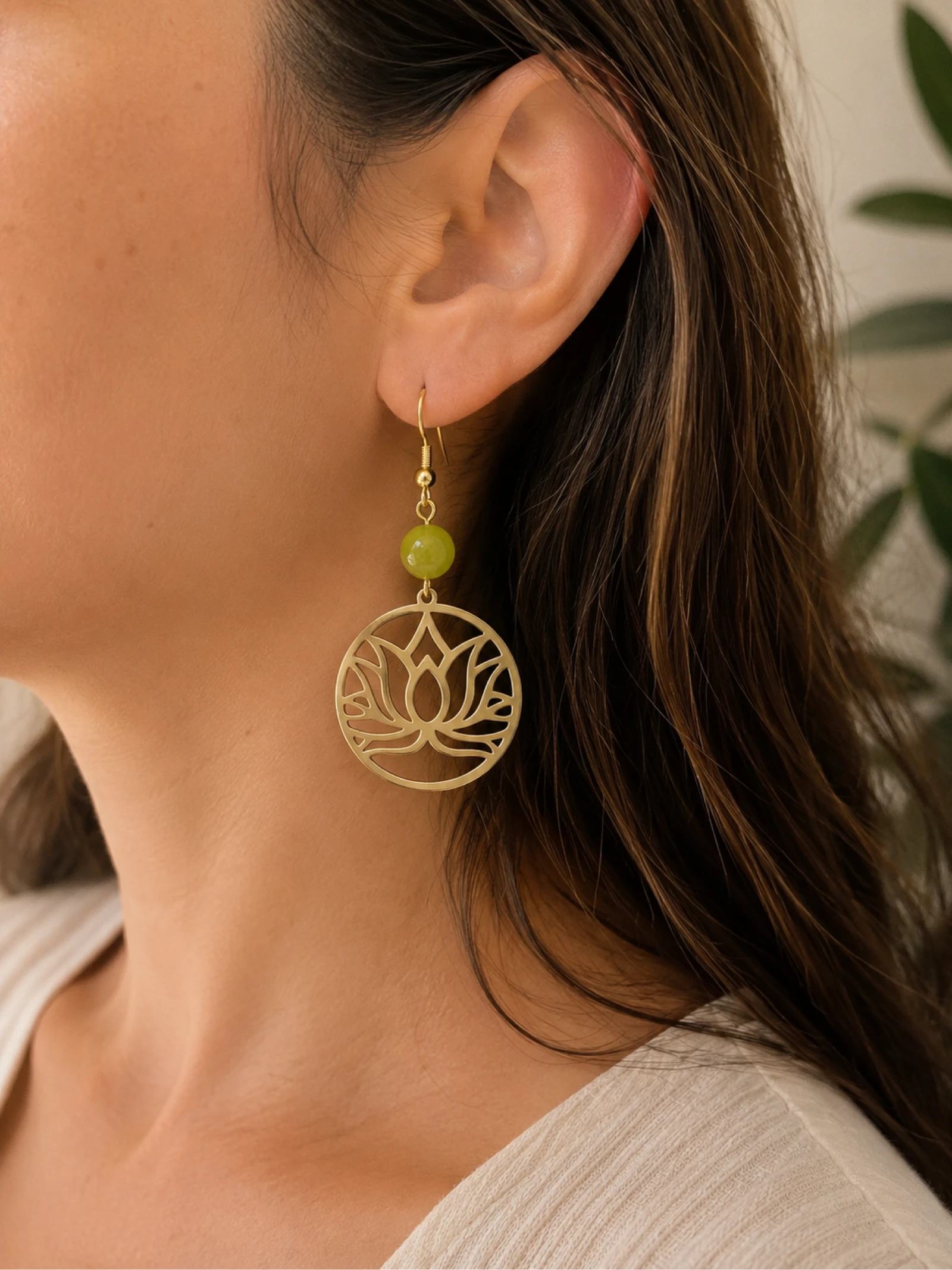 Boucles d’oreilles fleur de lotus effet miroir  – photo 3